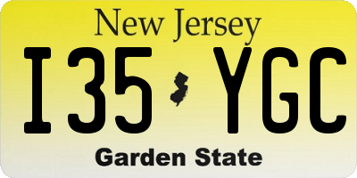 NJ license plate I35YGC