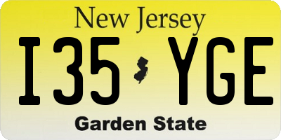 NJ license plate I35YGE