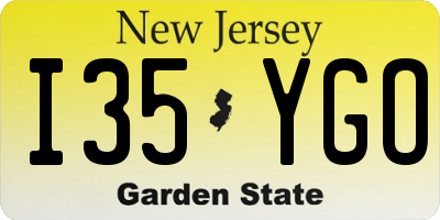 NJ license plate I35YGO