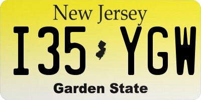 NJ license plate I35YGW