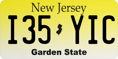 NJ license plate I35YIC