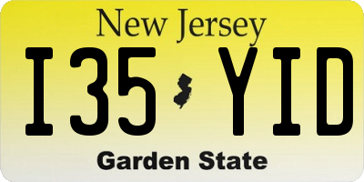 NJ license plate I35YID