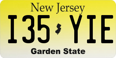 NJ license plate I35YIE