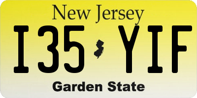 NJ license plate I35YIF