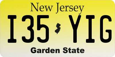 NJ license plate I35YIG