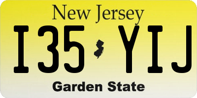 NJ license plate I35YIJ