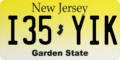 NJ license plate I35YIK
