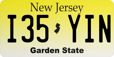 NJ license plate I35YIN