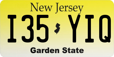 NJ license plate I35YIQ