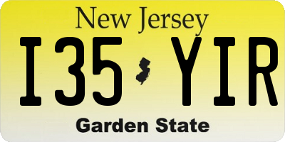 NJ license plate I35YIR
