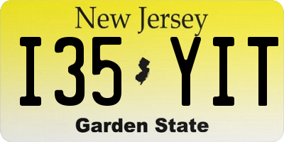NJ license plate I35YIT