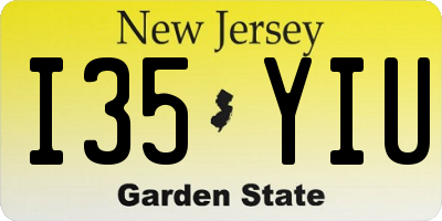 NJ license plate I35YIU