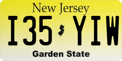 NJ license plate I35YIW