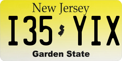 NJ license plate I35YIX