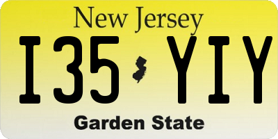 NJ license plate I35YIY