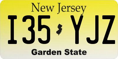 NJ license plate I35YJZ