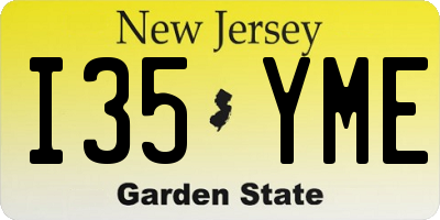 NJ license plate I35YME