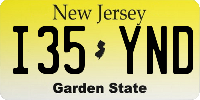 NJ license plate I35YND