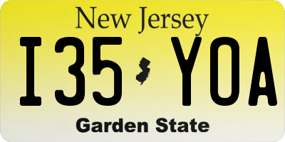 NJ license plate I35YOA