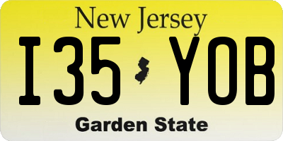NJ license plate I35YOB