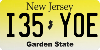 NJ license plate I35YOE