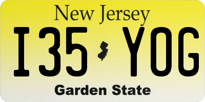 NJ license plate I35YOG