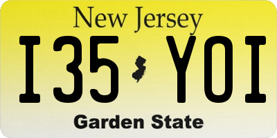 NJ license plate I35YOI