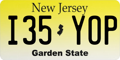 NJ license plate I35YOP