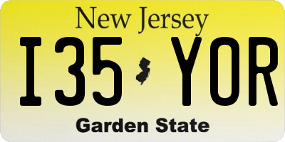 NJ license plate I35YOR
