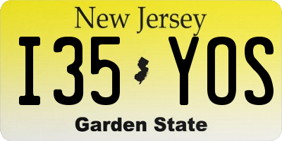 NJ license plate I35YOS