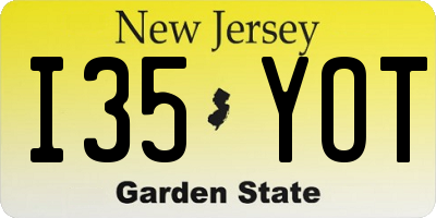 NJ license plate I35YOT