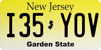 NJ license plate I35YOV