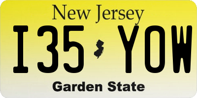 NJ license plate I35YOW