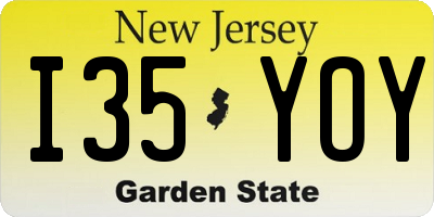 NJ license plate I35YOY