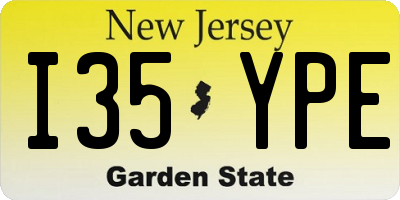 NJ license plate I35YPE