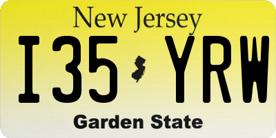 NJ license plate I35YRW