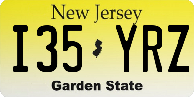 NJ license plate I35YRZ