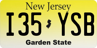 NJ license plate I35YSB