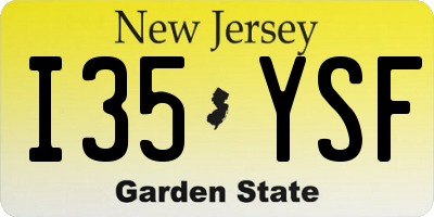 NJ license plate I35YSF