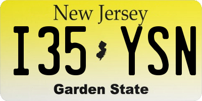 NJ license plate I35YSN