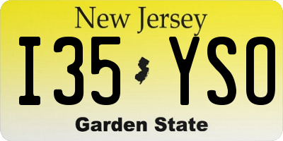 NJ license plate I35YSO