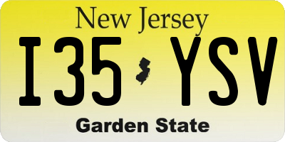 NJ license plate I35YSV