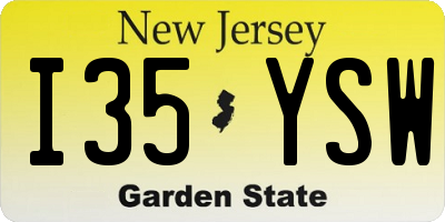 NJ license plate I35YSW