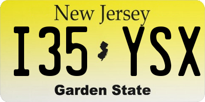 NJ license plate I35YSX