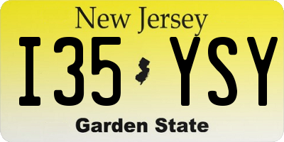 NJ license plate I35YSY