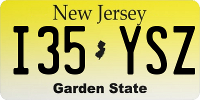 NJ license plate I35YSZ