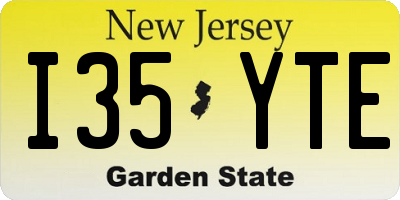 NJ license plate I35YTE