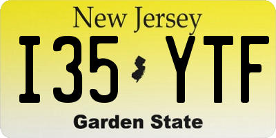 NJ license plate I35YTF