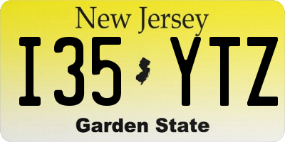 NJ license plate I35YTZ