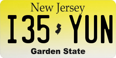 NJ license plate I35YUN